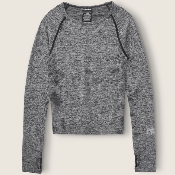 🌟SALE🌟NWOT PINK Victoria’s Secret Seamless Workout Crew, Heathered Black - Picture 5 of 5